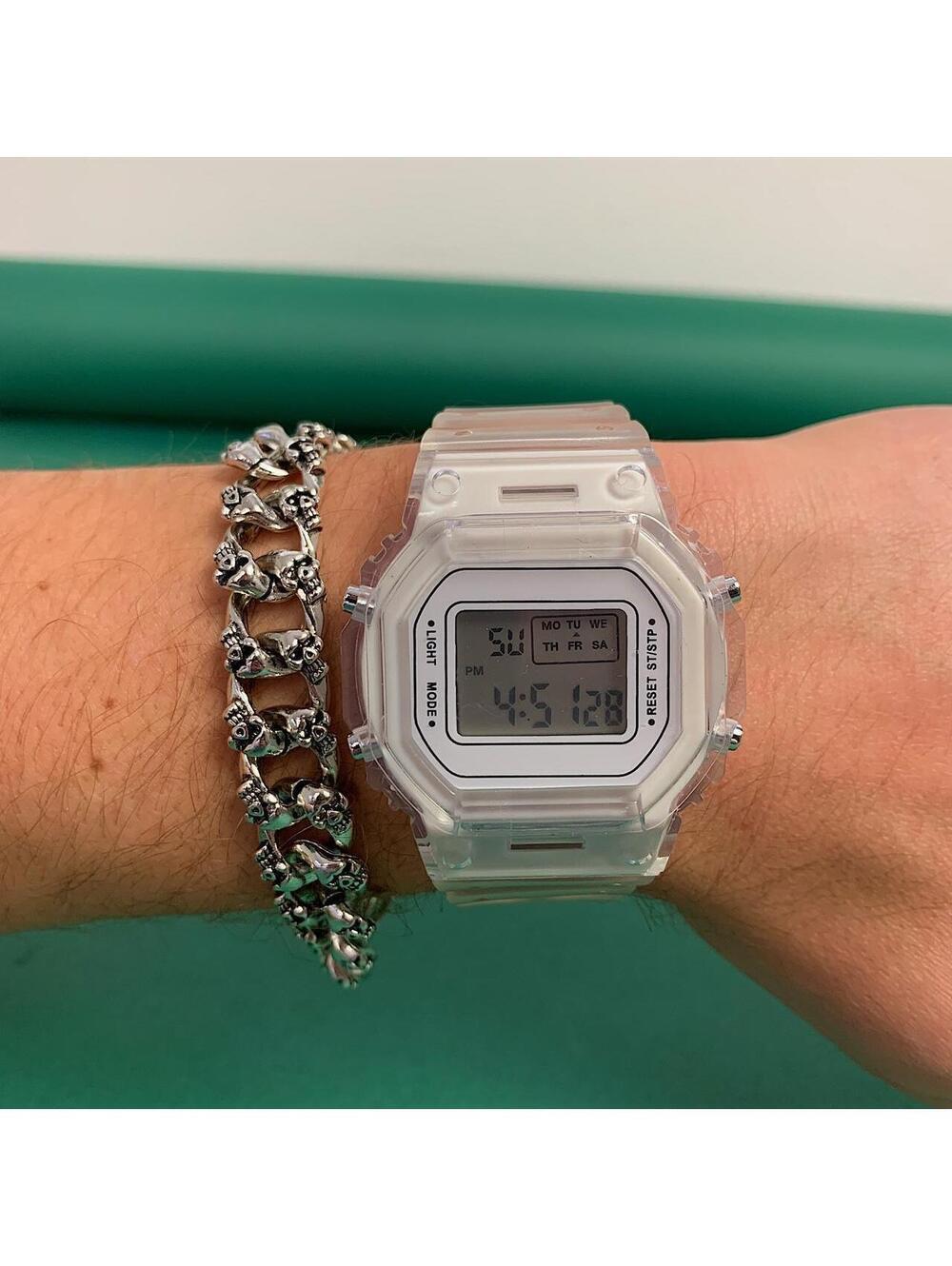 Essential Y2K Cyber 2000s Retro Vintage Style Transparent Digital White Watch